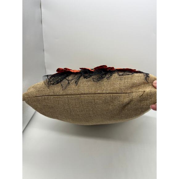 The Witch is In Witches Hat Ruffle Accent Woven 15" x 15" throw pillow halloween - Picture 5 of 6